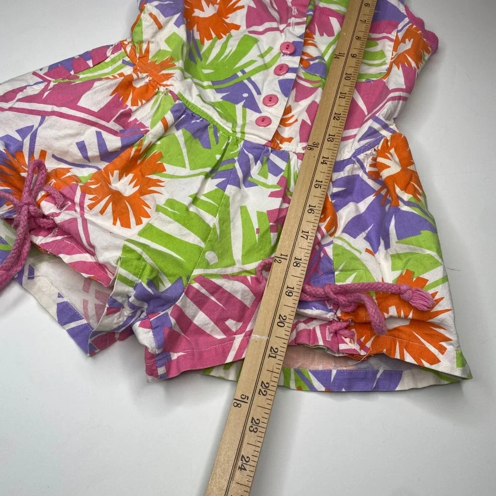 Great Shapes Kids Girls Tropical Floral Print Romper Jumper Size 7‎ Vintage